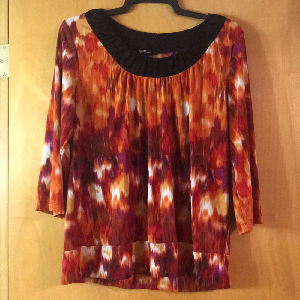Orange & White & Black XL AB Studio 3/4 Sleeve Top